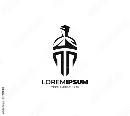 spartan helmet warrior logo design