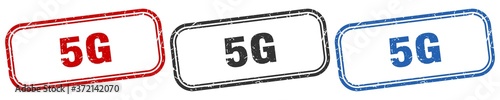 5g square isolated sign set. 5g stamp