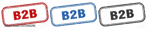 b2b square isolated sign set. b2b stamp