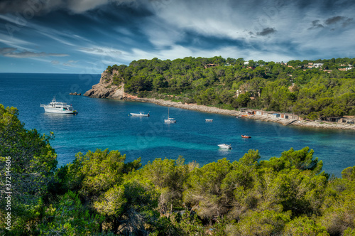 Cala Jondal beach in Ibiza - Balearic Islands- Spain