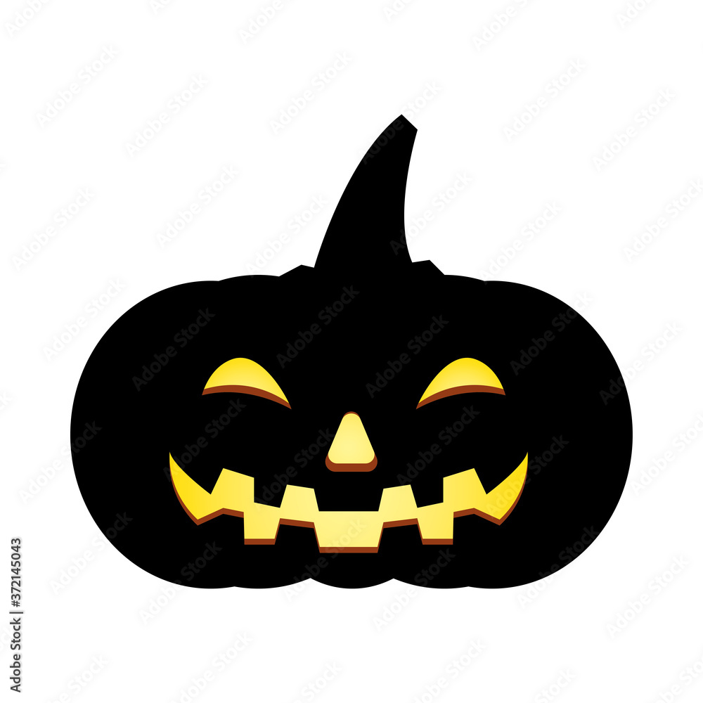 Fototapeta premium Halloween black pumpkin cartoon vector design