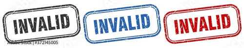 invalid square isolated sign set. invalid stamp