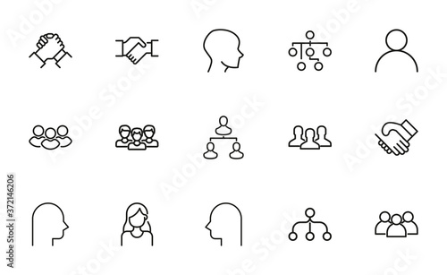Simple set of team icons in trendy line style.