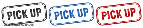pick up square isolated sign set. pick up stamp