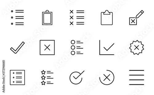 Simple set of validation icons in trendy line style.