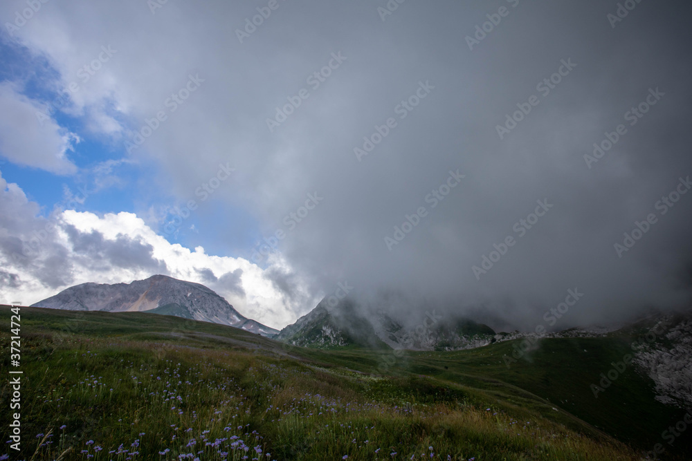 Summer landscapes of the Caucasus mountains in Russia