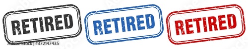 retired square isolated sign set. retired stamp