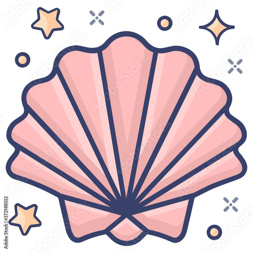 
Hrad, protective covering of marine fish, icon of seashell 
