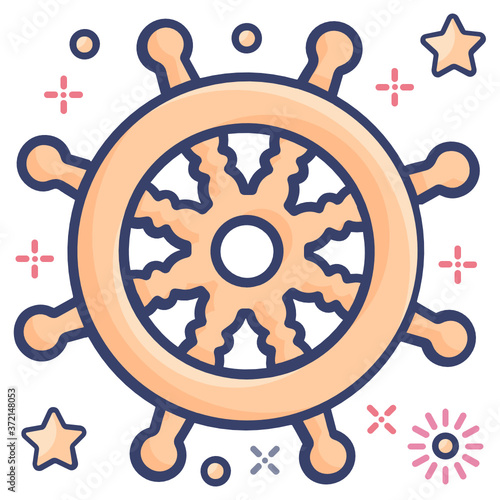 
Ship steering, ship helm vector in flat icon 
