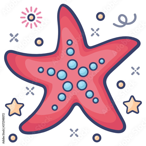 
Star shaped echinoderms,  icon of sea star or starfish 
