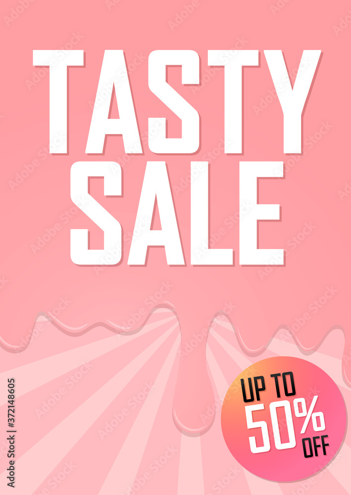Fototapeta premium Tasty Sale up to 50% off, discount poster design template