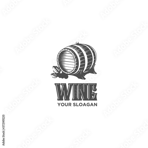 vintage wine drum silhouette logo
