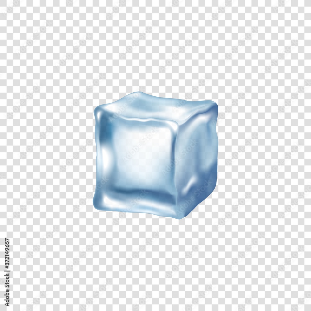 Clear ice cube in light blue colours realistic vector illustration isolated. Clear ice cube in light blue colours realistic vector illustration isolated.