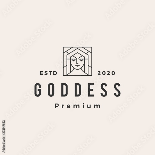goddess hipster vintage logo vector icon illustration