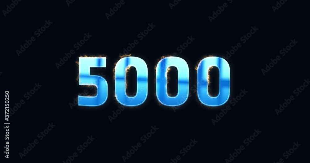 5000, 5K. Electric lightning text. Burning Logo reveal animation on black background. High quality 4k footage 5000, 5K. Electric lightning text. Burning Logo reveal animation on black background. High quality 4k footage