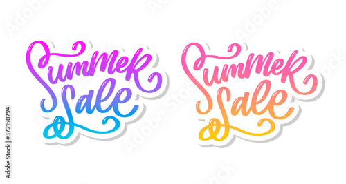 Trendy floral vector template. Summer flowers and Summer sale lettering illustration.