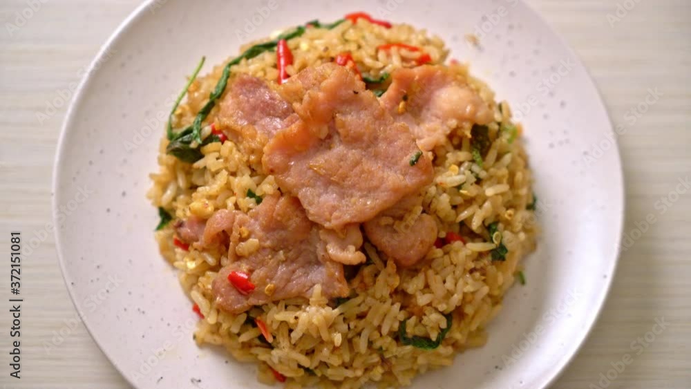 fried rice with Thai basil and pork - Thai food style fried rice with Thai basil and pork - Thai food style