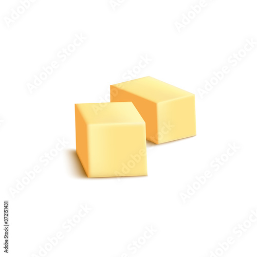Sliced butter or margarine blocks mockup realistic vector illustration isolated. © sabelskaya