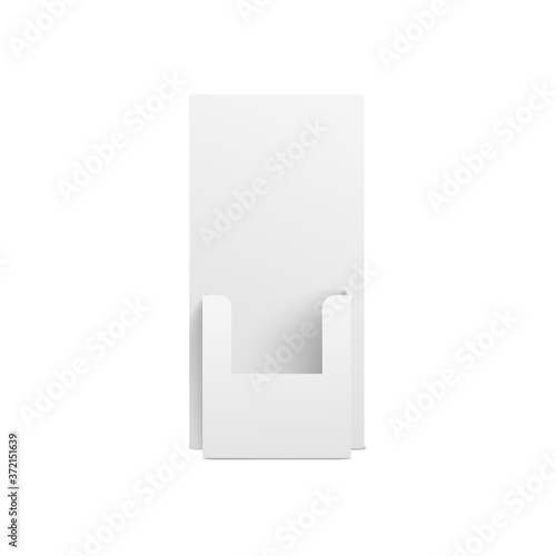 Realistic cardboard box template or mockup and display holder for promotional materials and flyers