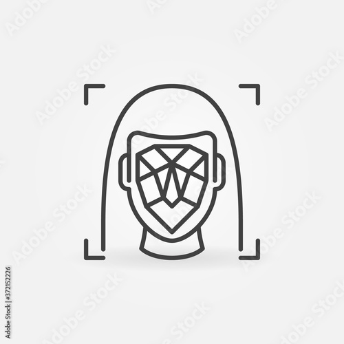 Woman Face Swap or Facial Detection Technology vector concept icon or symbol in thin line style