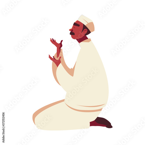 muslim man praying vector design