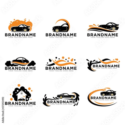 Car wash logo set icon vector. Simple design logo template.