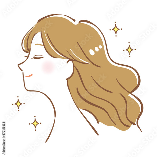 A woman with beautiful permed hair