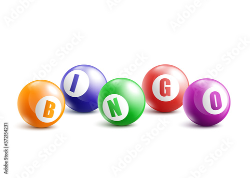 Bingo - realistic billiard balls lying in a row spelling a word.
