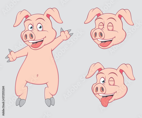 Cheerful cute pig
