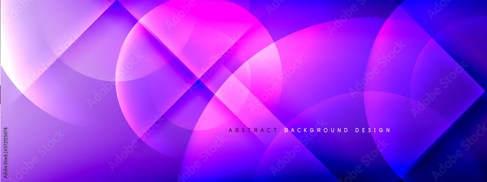 Fototapeta premium Vector abstract background - circle and cross on fluid gradient with shadows and light effects. Techno or business shiny design templates for text