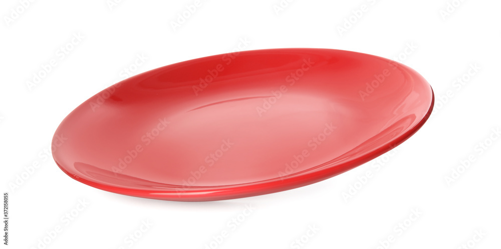 Clean empty red plate isolated on white Clean empty red plate isolated on white
