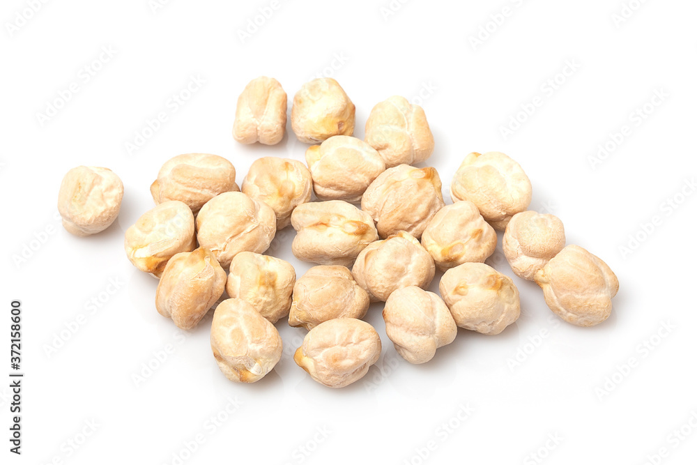 Close up of chickpeas isolated on white background Close up of chickpeas isolated on white background