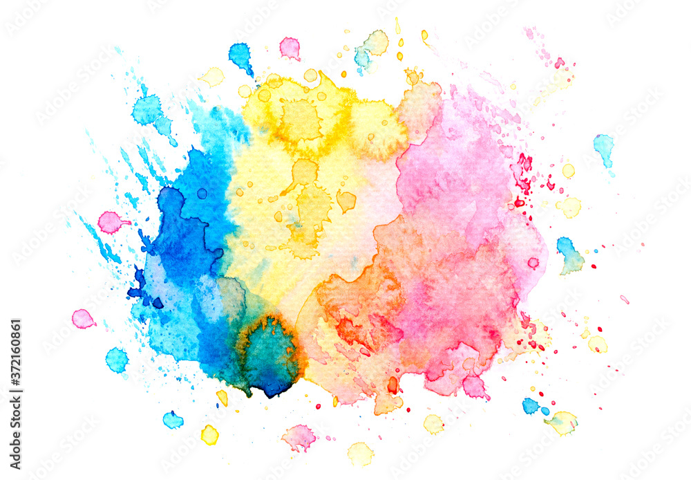 colorful splash of paint watercolor on paper.