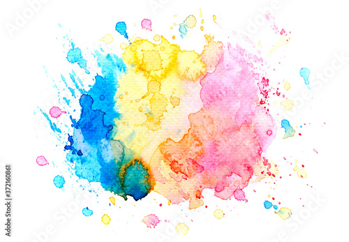 colorful splash of paint watercolor on paper.