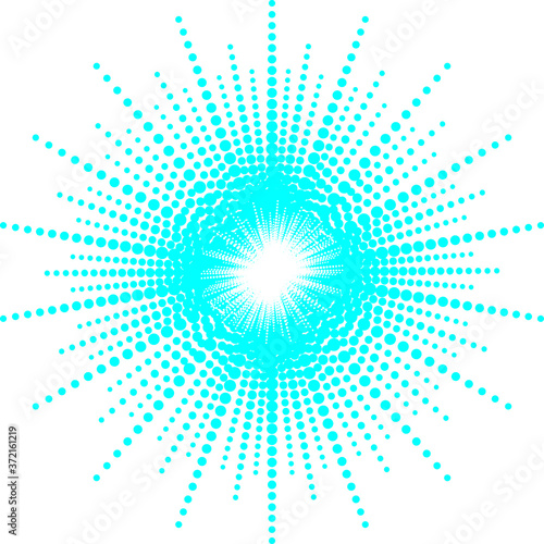 Halftone sphere of dots. Blue dots of different sizes on a white background. EPS10 vector.