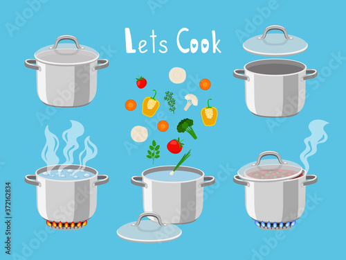 Cooking pans with water Fototapet