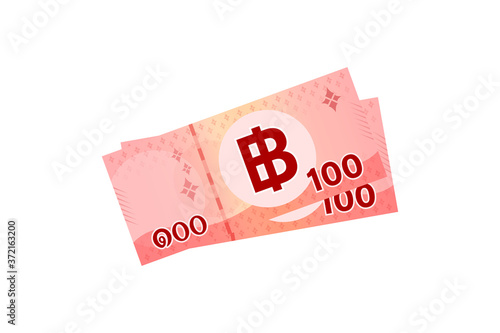Fotografie 200 baht thai banknote money isolated on white, thai currency two hundred THB, m