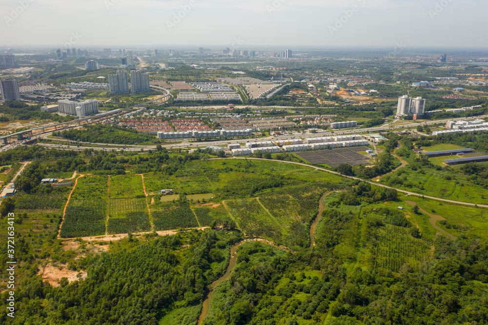 Aerial View of Puchong city landscape, Malaysia