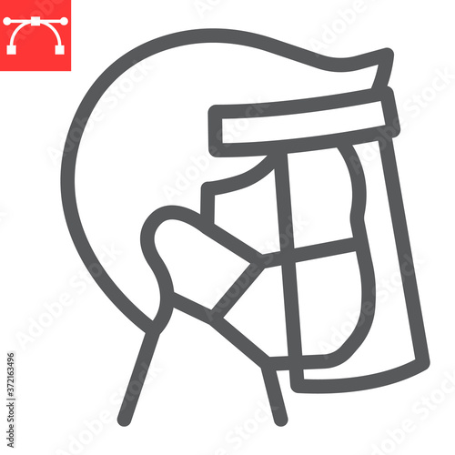 Face shield mask line icon, protection and covid-19, face mask sign vector graphics, editable stroke linear icon, eps 10.
