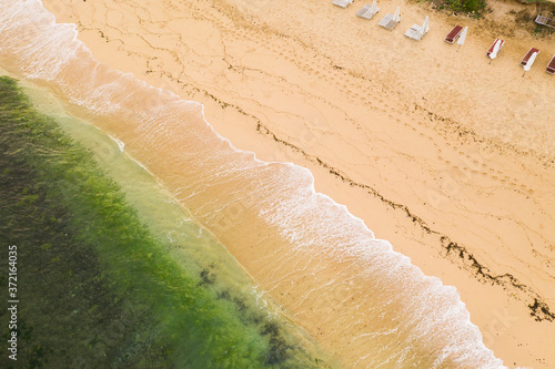 Ocean coastline, beah shore, sea waves. erial view, Bali photo