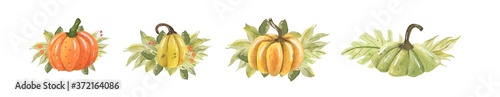 Φωτογραφία Watercolor fresh orange pumpkin