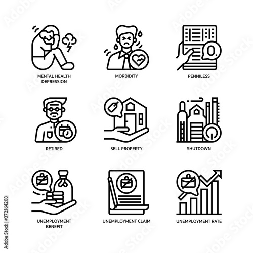 Online activities icons set