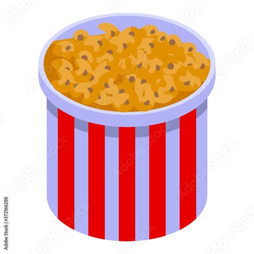 Gluttony popcorn basket icon. Isometric of gluttony popcorn basket vector icon for web design isolated on white background