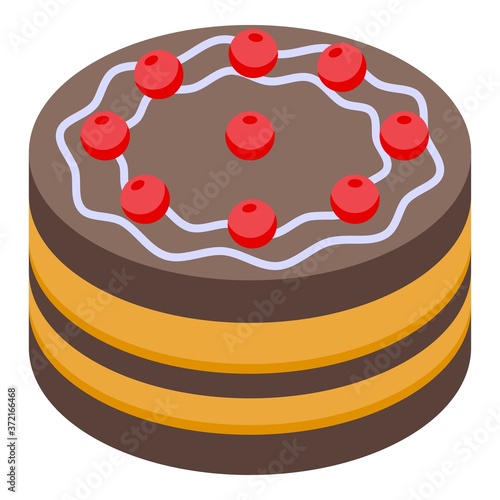 Gluttony chocolate cake icon. Isometric of gluttony chocolate cake vector icon for web design isolated on white background