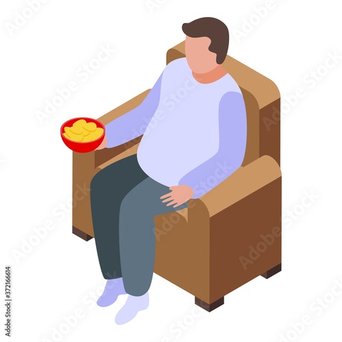 Gluttony cinema chips icon. Isometric of gluttony cinema chips vector icon for web design isolated on white background