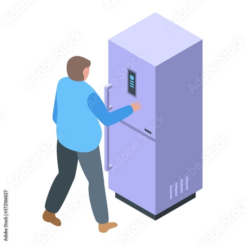 Gluttony fridge icon. Isometric of gluttony fridge vector icon for web design isolated on white background