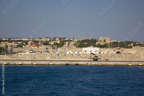Greece. Rhodes island. Rest at the sea. Euro-trip. Sea water surface. Coast of Greece. © andreswestrum