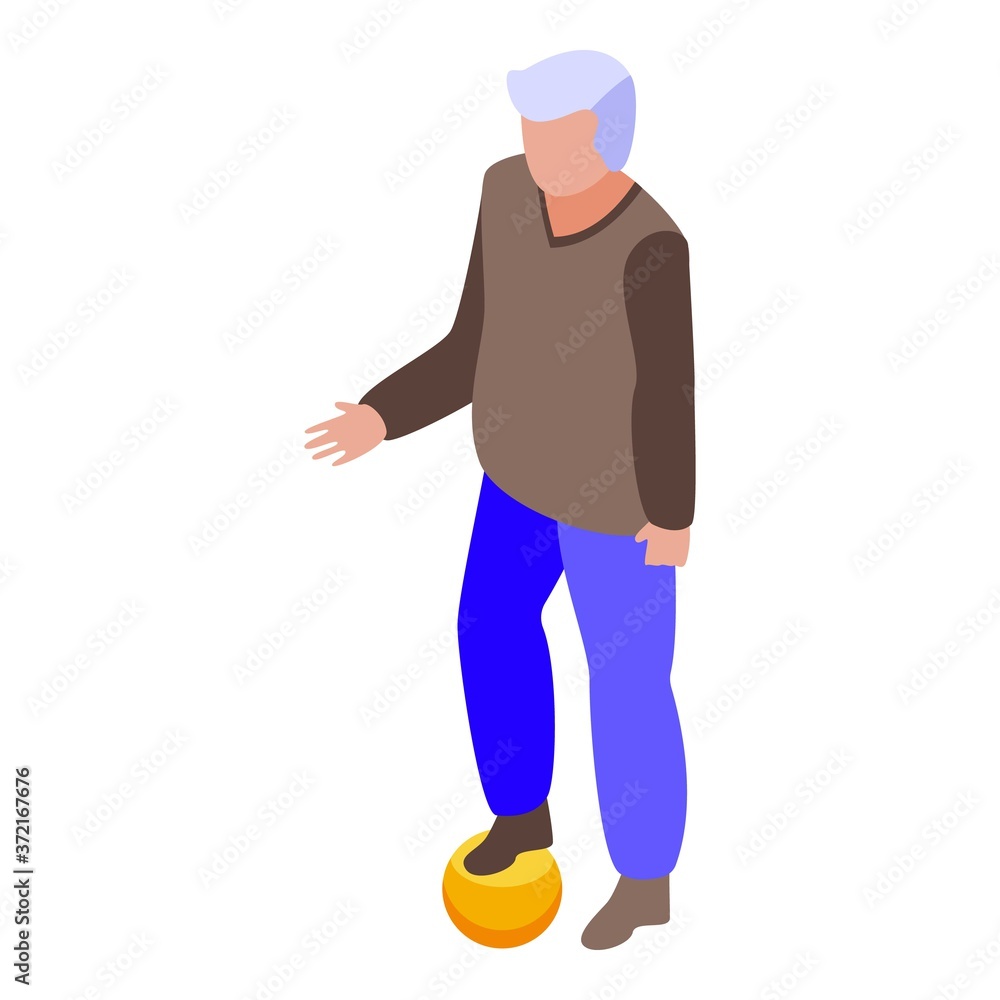 Man retirement play soccer icon. Isometric of man retirement play soccer vector icon for web design isolated on white background Man retirement play soccer icon. Isometric of man retirement play soccer vector icon for web design isolated on white background