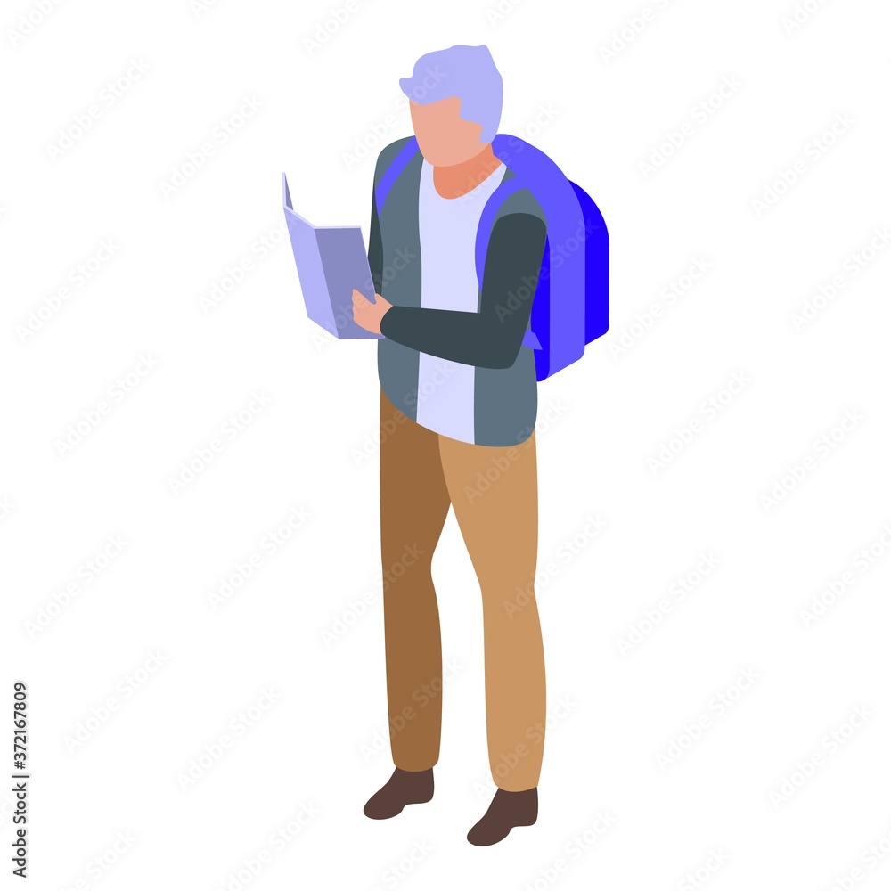Man retirement travel icon. Isometric of man retirement travel vector icon for web design isolated on white background