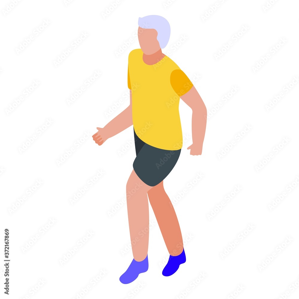 Man retirement running icon. Isometric of man retirement running vector icon for web design isolated on white background Man retirement running icon. Isometric of man retirement running vector icon for web design isolated on white background